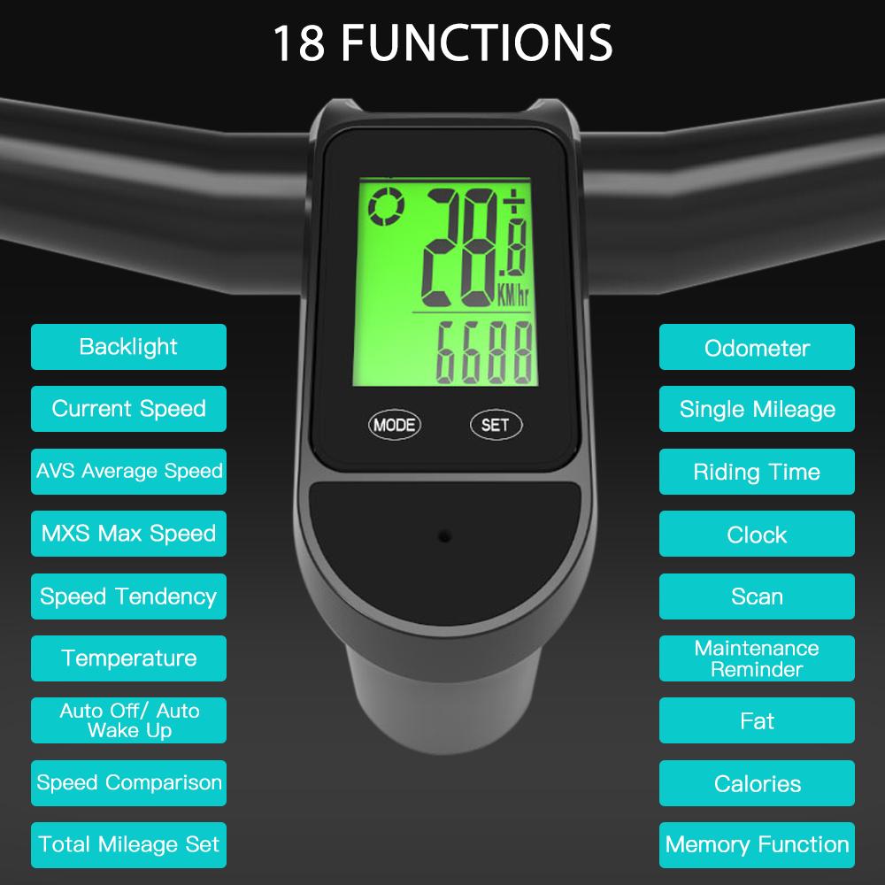 Máy tính đi xe đạp không dây nàm hình LCD chống thấm nước