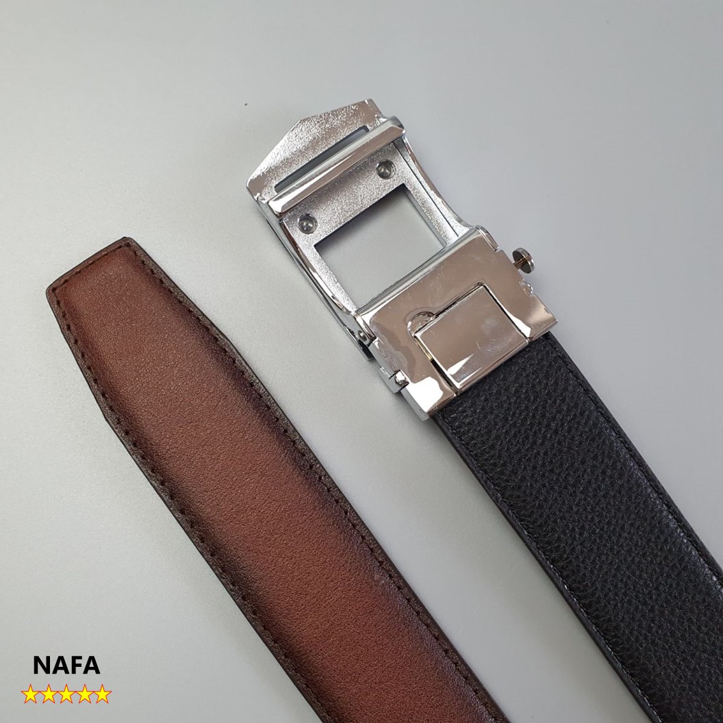 Thắt lưng nam, Dây lưng nam da bò thật NAFA BL113 khóa trượt nút bấm tinh tế  sang trọng - Màu Đen/ Nâu, BH 3 năm