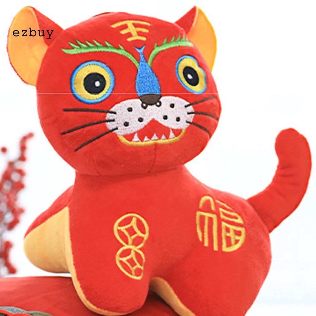 New Year Gift Tiger Plush Pendant Desktop Ornaments Chinese Zodiac Tiger Collectable for Decor