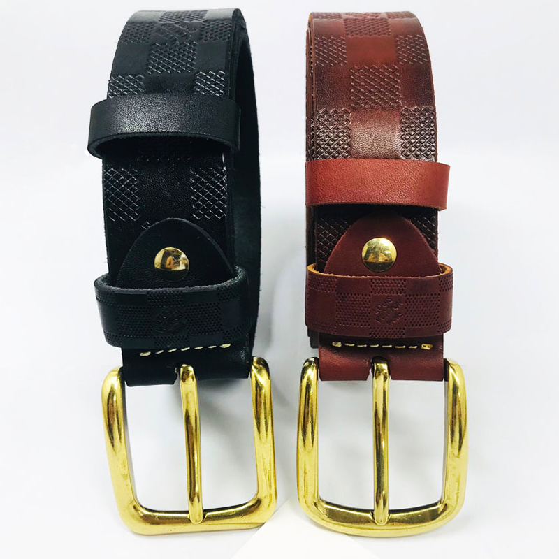 Thắt lưng nam da bò thật nguyên tấm họa tiết cao cấp, bản 4cm mẫu họa tiết GC01