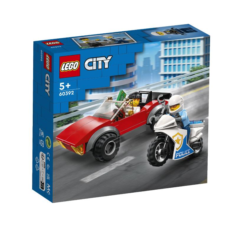 Đồ Chơi Lắp Ráp LEGO City Mô Tô Cảnh Sát Truy Đuổi Tội Phạm 60392 (59 chi tiết)
