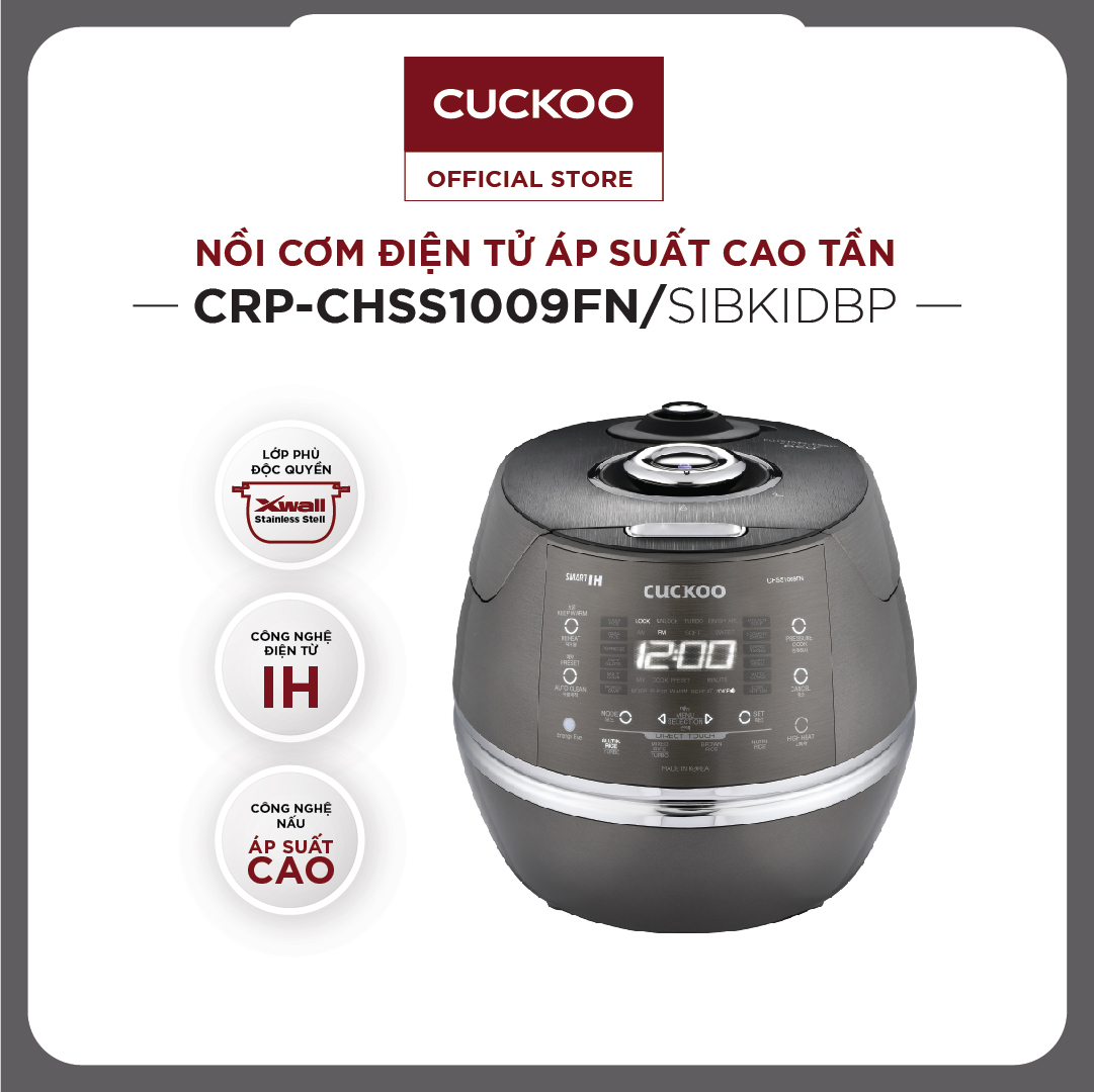 Nồi cơm điện tử áp suất cao tần Cuckoo 1.8L CRP-CHSS1009FN - Lòng nồi phủ men  Xwal độc quyền - Bảng điều khiển thông minh - Nhiều chế độ nấu ăn - Sản xuất tại Hàn Quốc - Phiên bản Quốc tế - Hàng chính hãng Cuckoo Vina