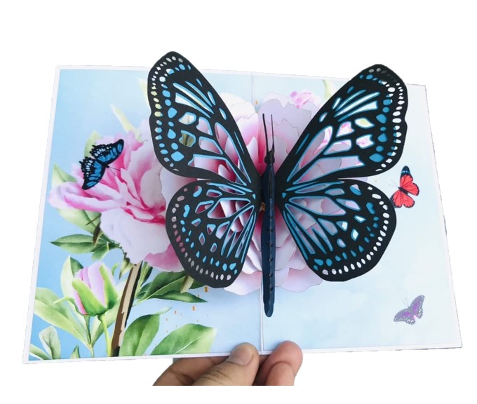 A17 -  Thiệp 3D Bươm Bướm Xanh – Pop Up Card Viethands Giftshop