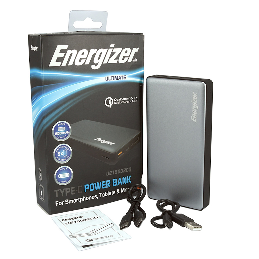 Pin Sạc Dự Phòng Energizer 15.000mAh QC 3.0 UE15002CQ  - Hãng Chính Hãng