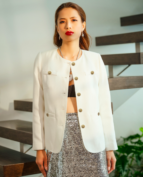 Áo Jacket Tweed Hà Giang TOP187 thời trang thiết kế Hity