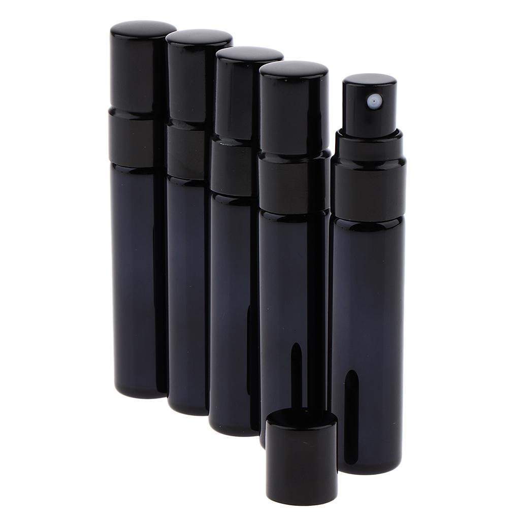 2X 5pcs Glass Spray Bottles Mini Vials Perfume Bottle Cosmetic Container Black