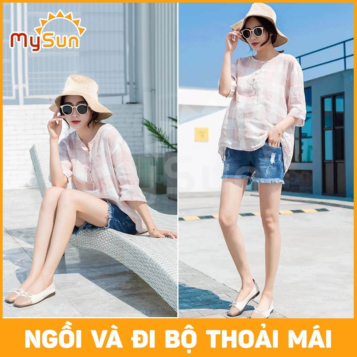 Quần sooc đùi jeans ngắn vải bò cho bà mẹ bầu mặc mùa hè đẹp, thời trang