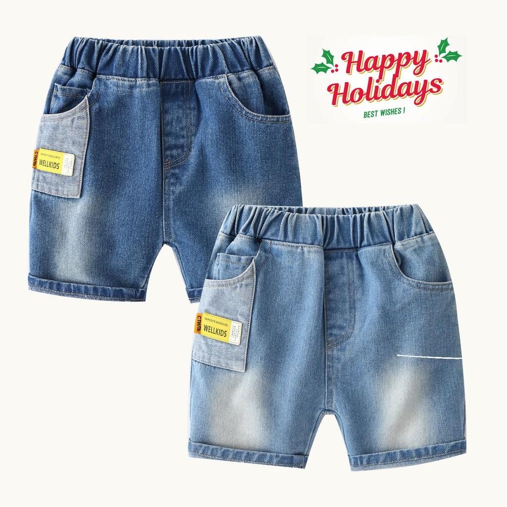 Quần Jeans Cho Bé WELLKIDS Quần Short Cho Bé Chất Bò Mềm Xuất Âu Mỹ 031