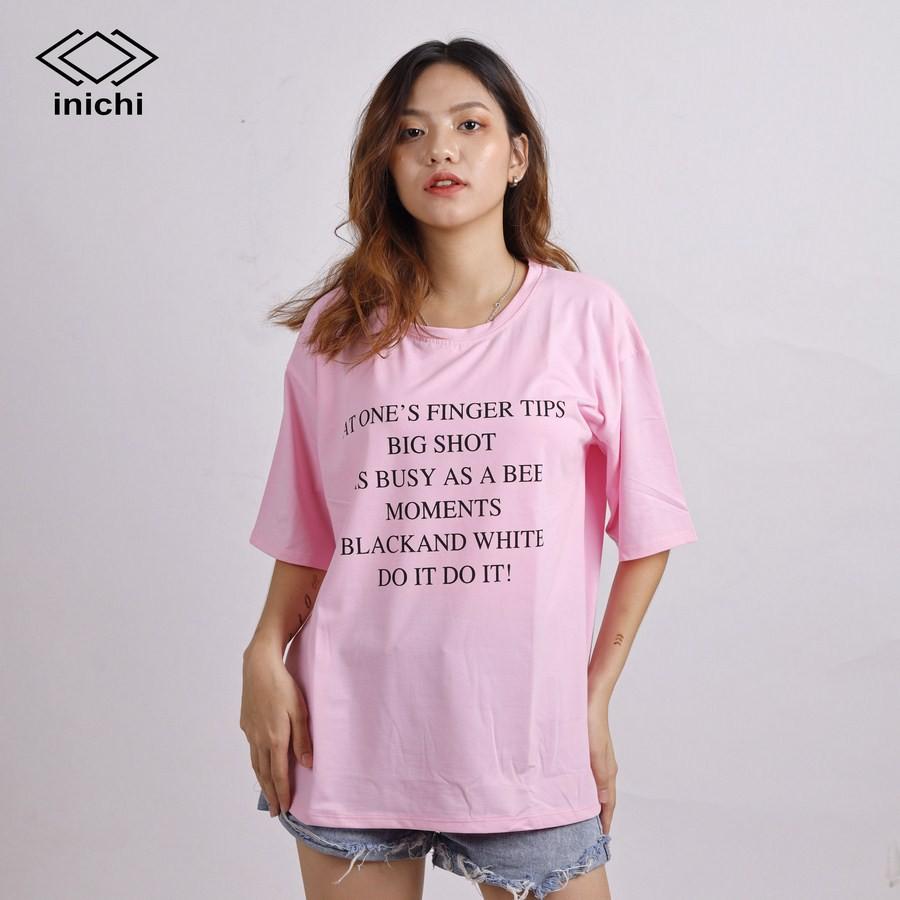 Áo thun tay lỡ form rộng INICHI phong cách Unisex cho cả nam nữ, hình in chữ BIG SHOT - IC629
