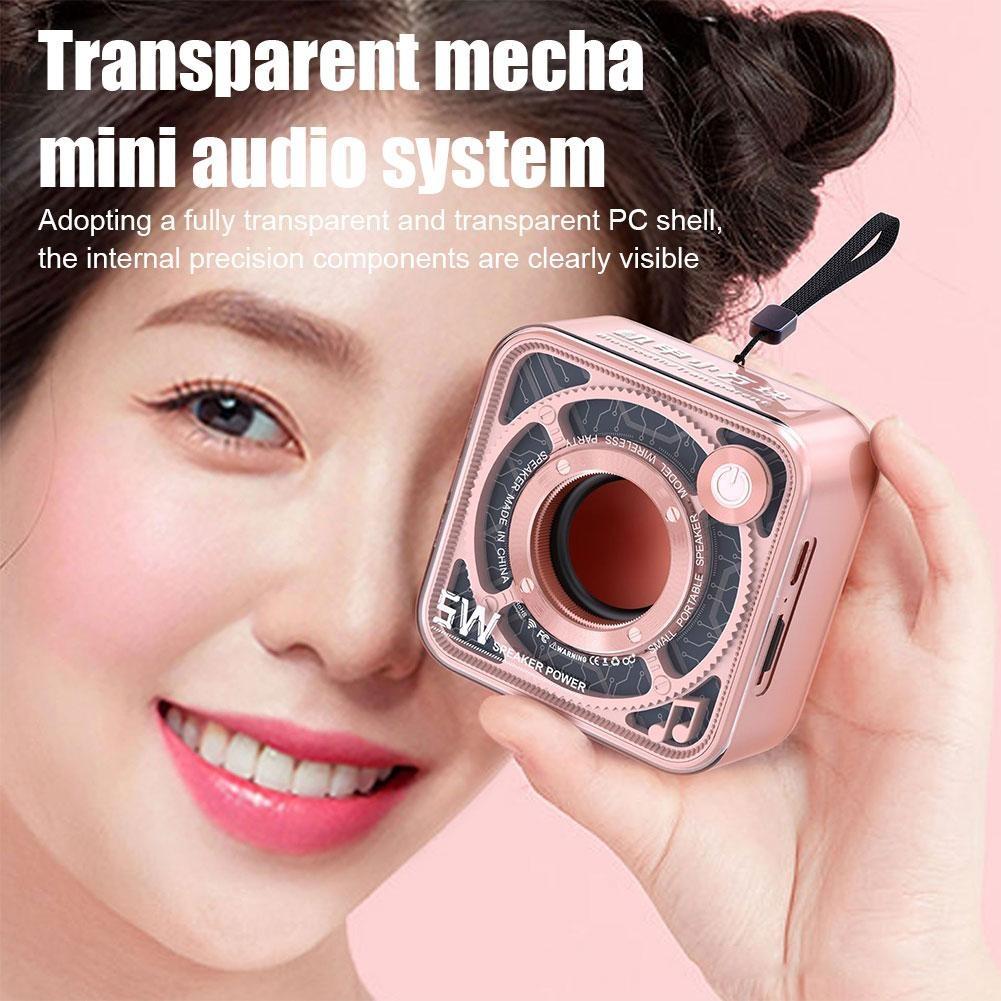 Loa trong suốt Mech Mini Square Loa Bluetooth không dây Âm thanh nổi Âm thanh vòm Âm nhạc Loa nghe nhạc di động ngoài trời Màu sắc: d