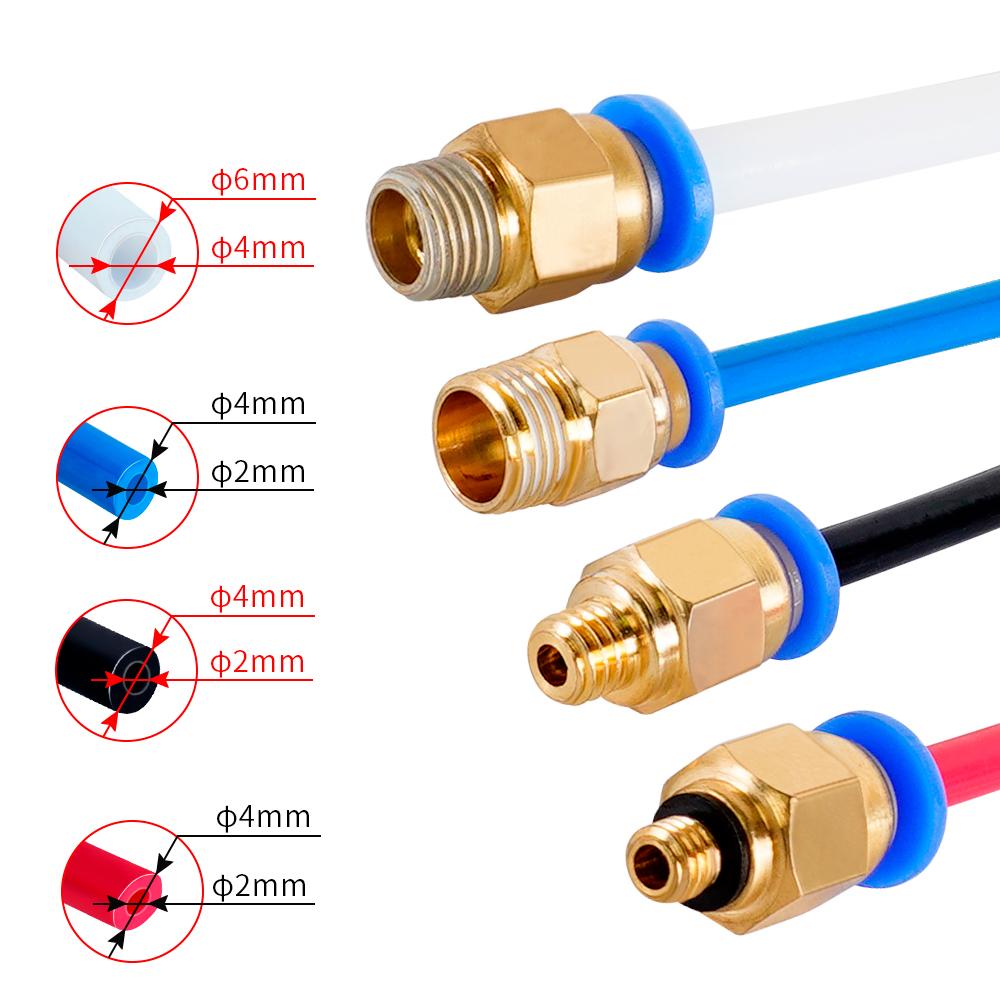 10pcs Pneumatic Connectors For 3D Printers Parts bowden Quick Jointer coupler 1.75/3mm Pipe pc4 m6 m10 fittings PTFE Tube 2/4mm