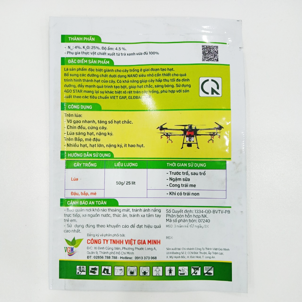 Phân bón NK 4-25 AGO STAR 50G