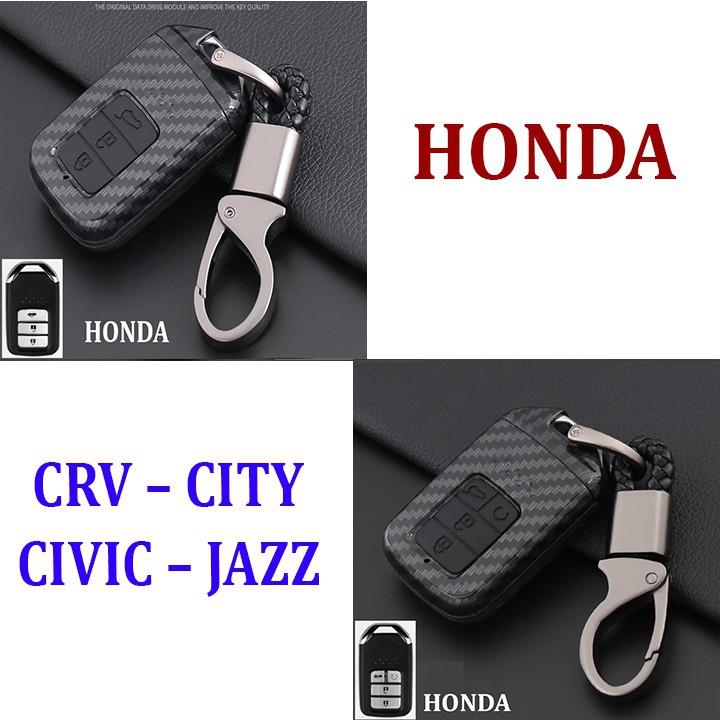 Ốp chìa khóa cacbon dành cho xe honda City, Civic, CRV 2018 2019 2020- chìa 3 nút