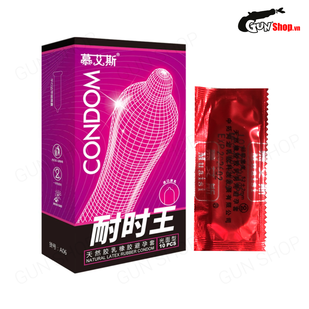 [Hộp 10 cái] Bao cao su Muaisi Hồng - Nhiều gel, siêu mỏng