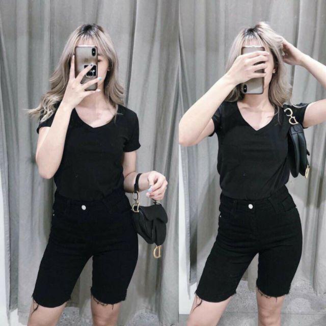 quần ngố bò co dãn, quần legging ngố bò giấy m041