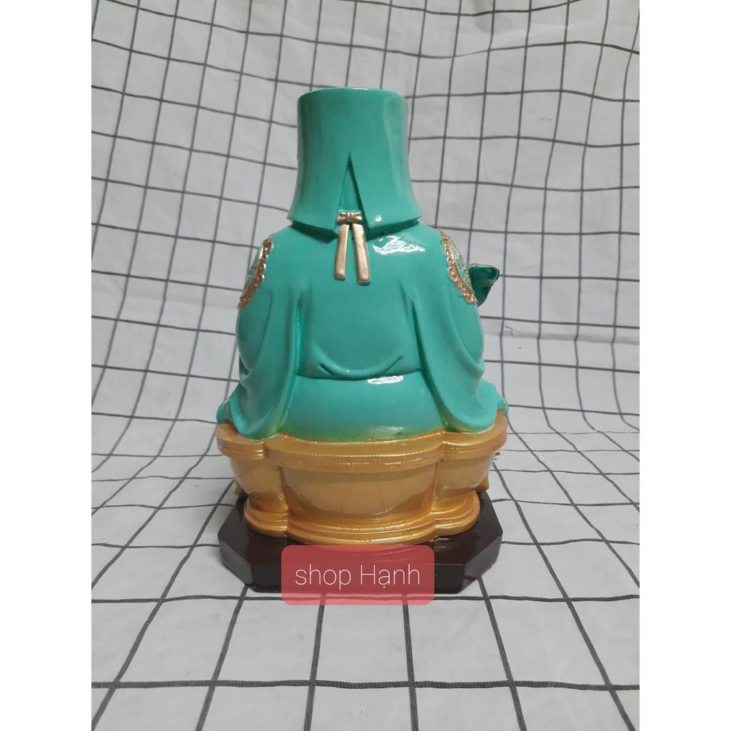 Ông Địa Thần Tài Đê vuông xanh cao 25 cm