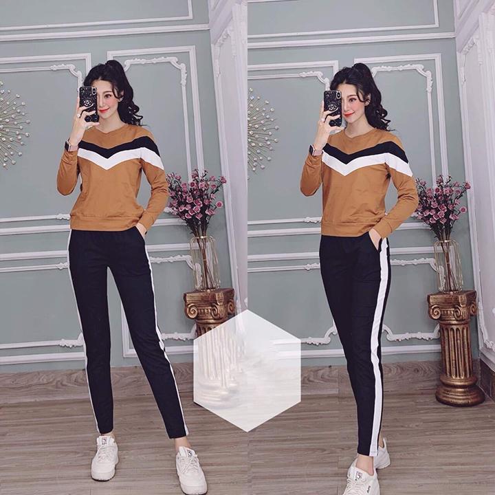 Đồ bộ thu đông mặc nhà viền chữ V cực xinh-THUDONG