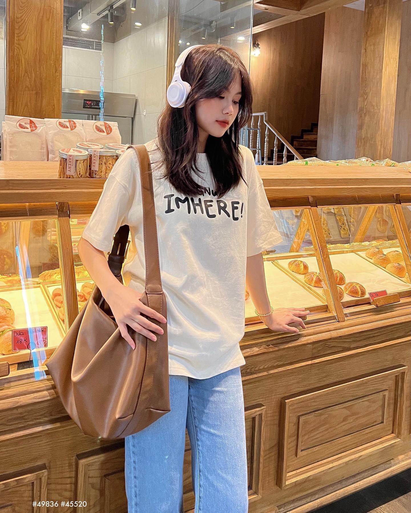 "Áo thun IMHERE _Áo thun nữ dáng rộng tay lỡ chất thun cotton mềm mịn mát
