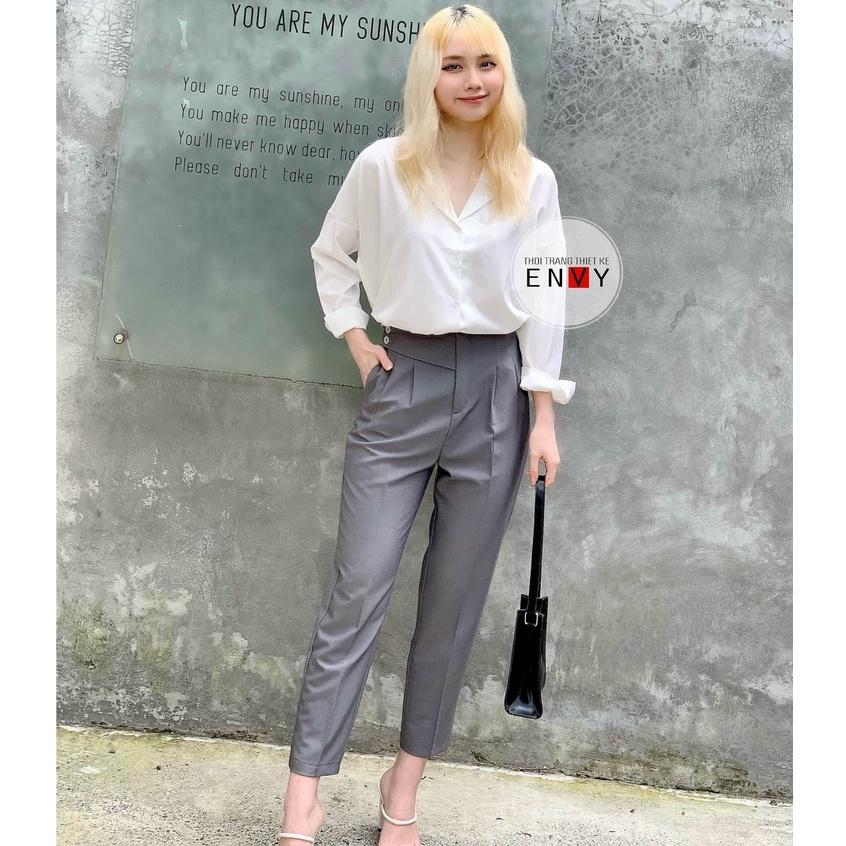 Quần tây nữ ENVY QK12, Quần tây baggy công sở chất liệu cotton lạnh dày dặn