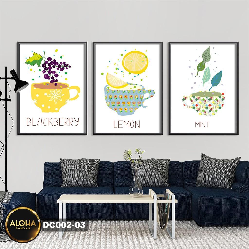 Bộ 3 Tranh Treo Tường Canvas Khung Gỗ Decor Trang Trí Phòng Khách Phòng Ngủ Phong Bếp