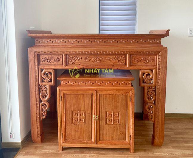 Bàn thờ gỗ hiện đại đẹp gỗ gõ , bộ  BÀN THỜ và tủ , án gian gỗ