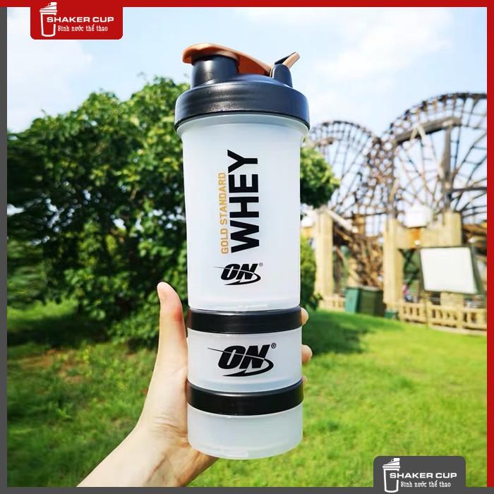 Bình lắc tập gym thể thao Shake bottle ON Gold Standard 3 ngăn