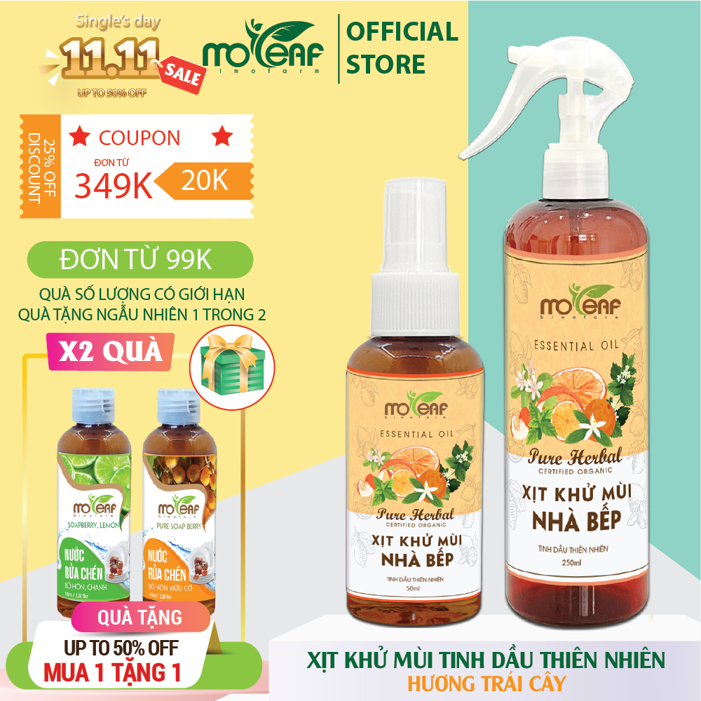 Xịt Khử Mùi Nhà Bếp Moleaf Khử mùi giúp xua đuổi muỗi, côn trùng, kiến, gián, chuột - Khử mùi ẩm mốc, mùi thức ăn giúp nhà bếp luôn có mùi dễ chịu, thoáng mát
