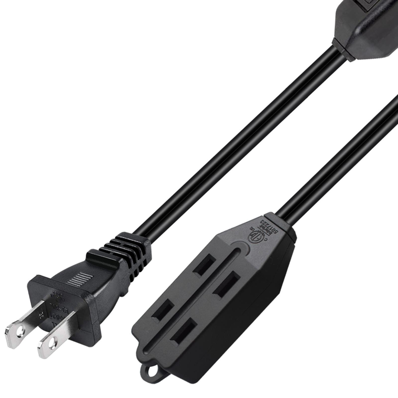 2 Prong Power Strip 1-15P to 1-15R with 12A Switch for Home Desktop Outdoor
