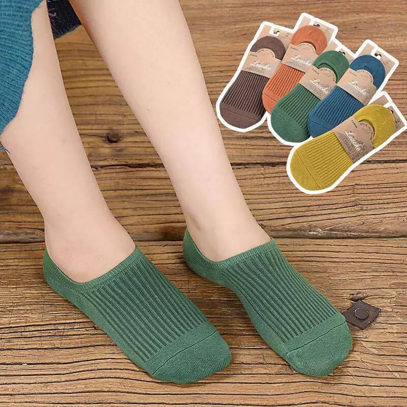 Tất hài nữ cổ ngắn gân trơn có chống tụt gót, tất nữ cổ ngắn chống tụt, Tất hài tăm nữ
