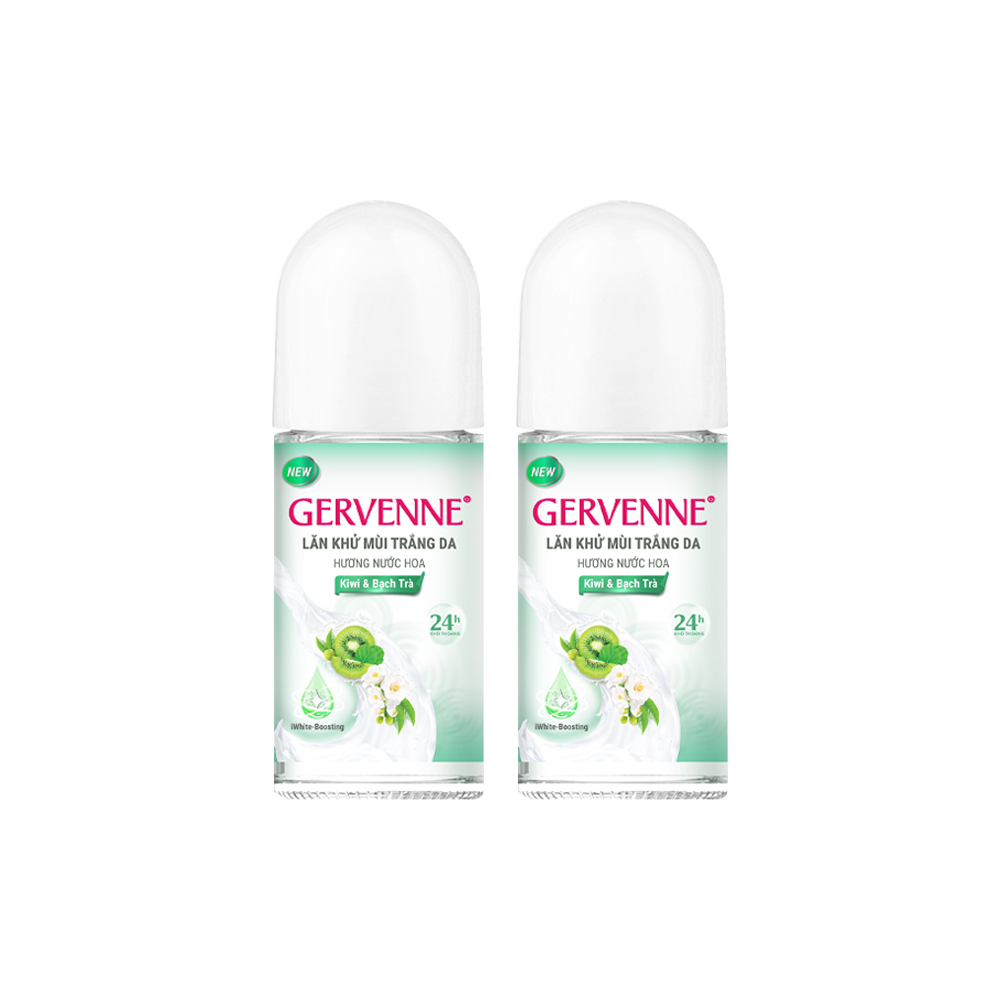 Combo 2 Lăn khử mùi nước hoa Gervenne Kiwi và Bạch Trà 50ml/ Chai