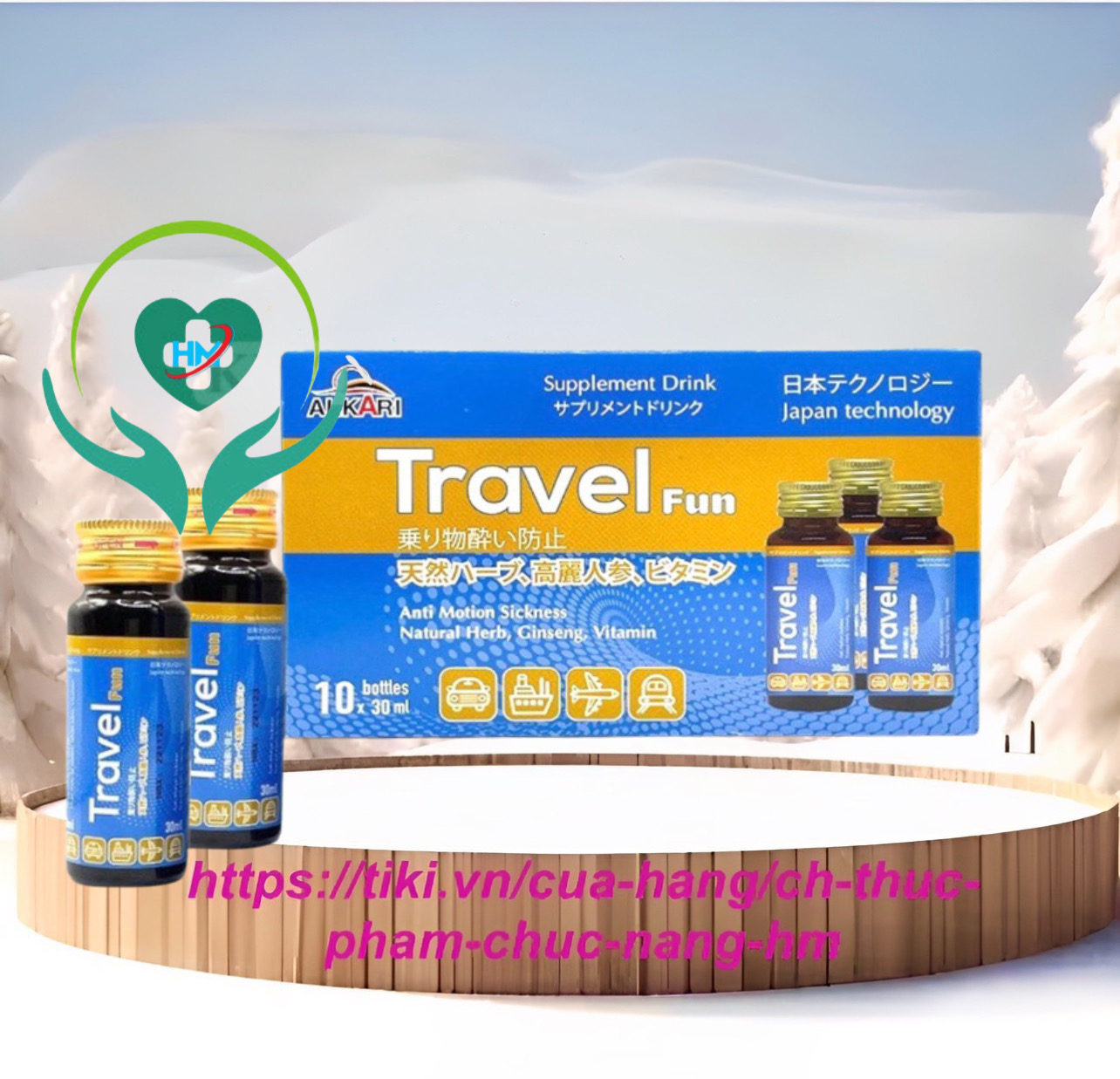 Hộp 10 chai nước Say tàu xe Alkari Travel Fun, chai 30ml