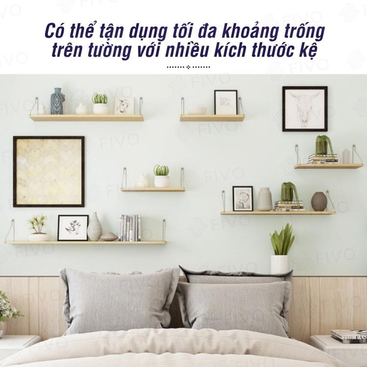 Kệ Gỗ Treo Tường Trang Trí Gỗ MDF FIVO FB40 Dễ Dàng Gắn Tường Không Cần Khoan - Hàng Chính Hãng - Màu Xanh 40cm