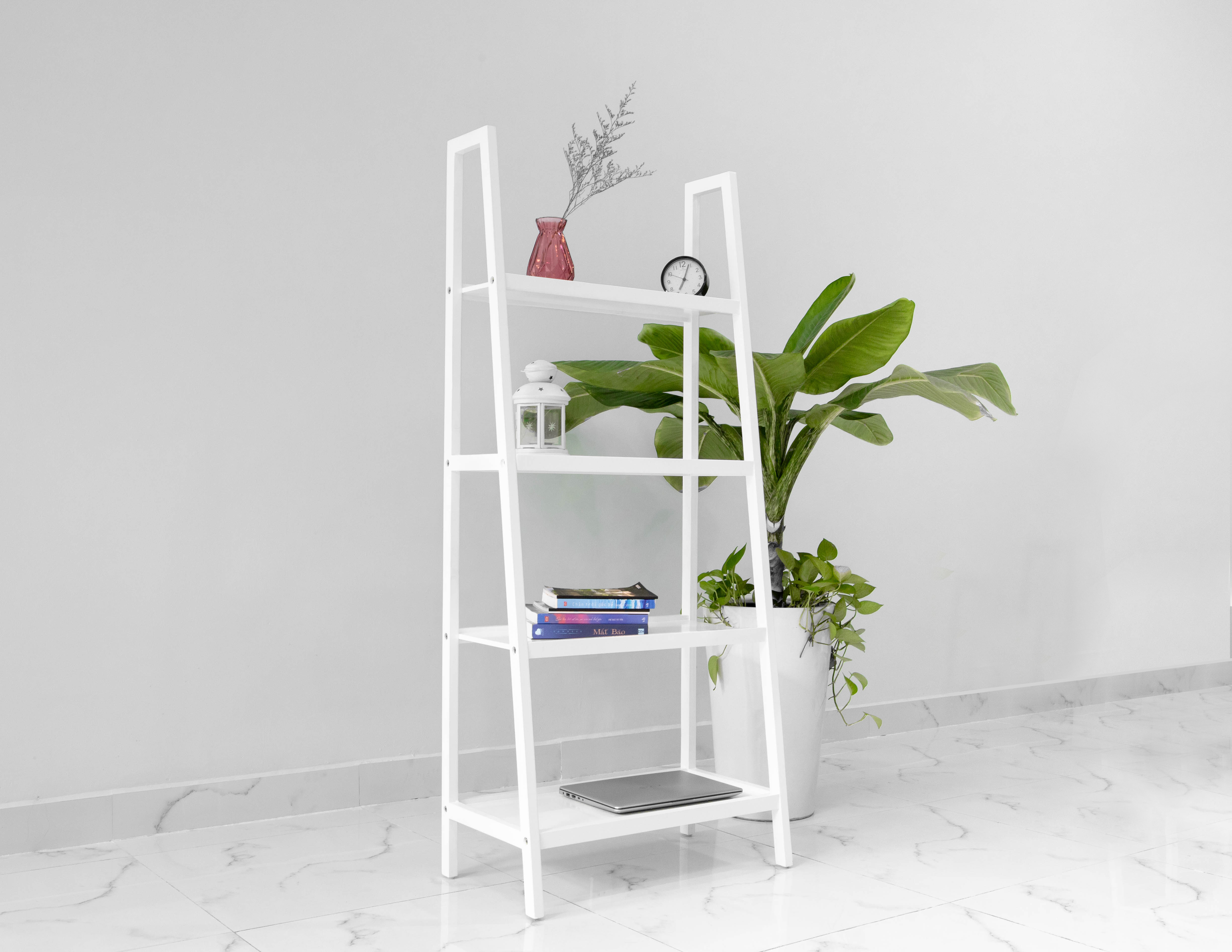 COMBO KỆ SÁCH GỖ MÀU TRẮNG 3 TẦNG VÀ 4 TẦNG SIZE L - COMBO A BOOK SHELF WHITE SIZE L