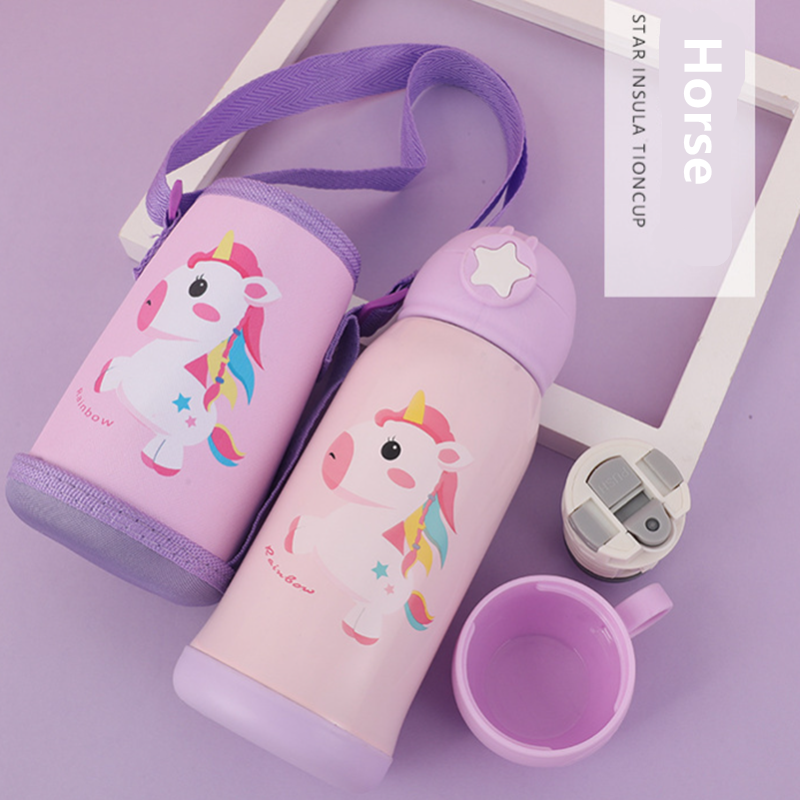 500 Ml Trẻ Em Inox Giữ Nhiệt Bình Nước Có Ống Hút Trẻ Em Di Động Cốc Nước Hoạt Hình Bình Nước Cho Học