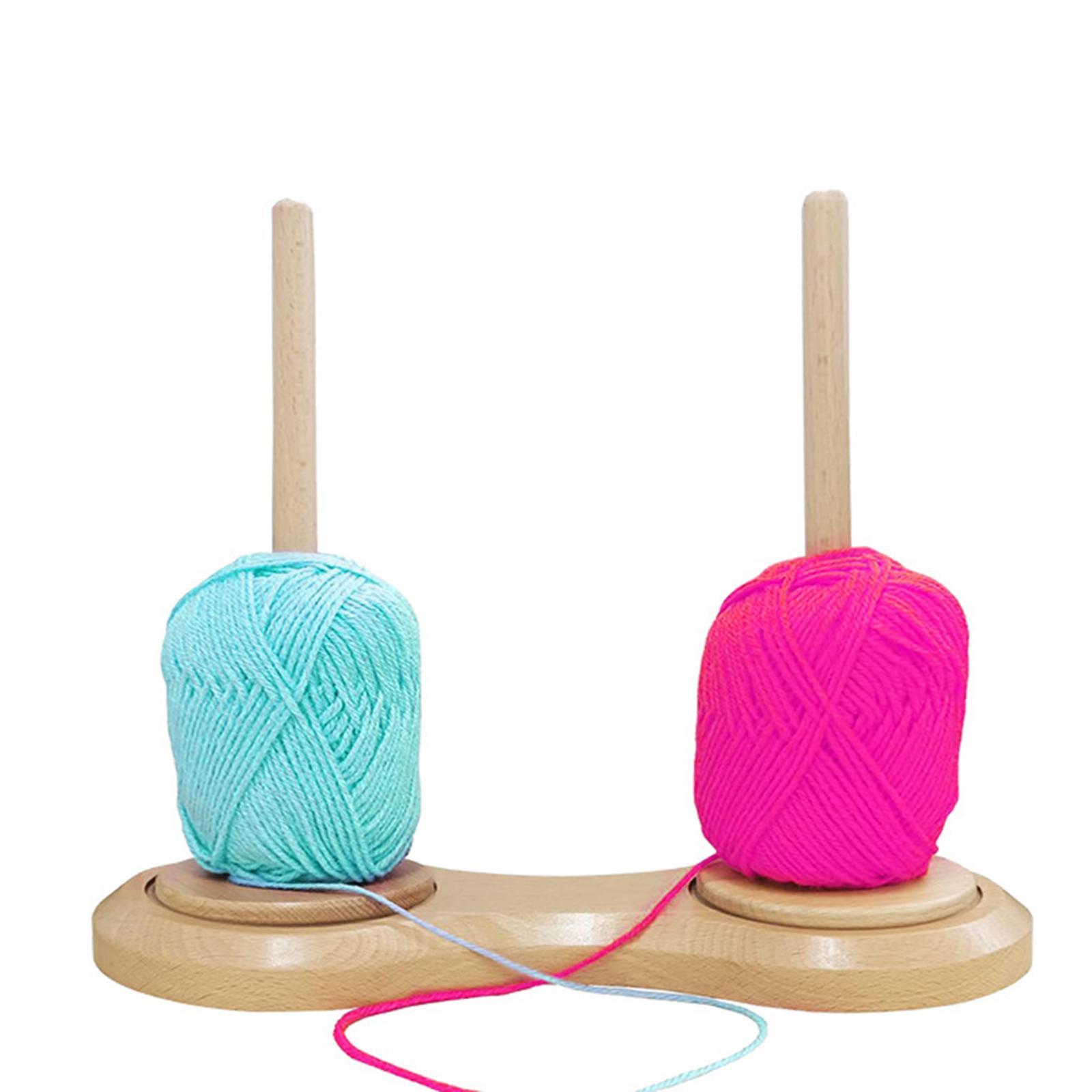 Wooden Yarn Ball Holder Hold 2 yarns Sewing Accessory for Mother Wife Sister