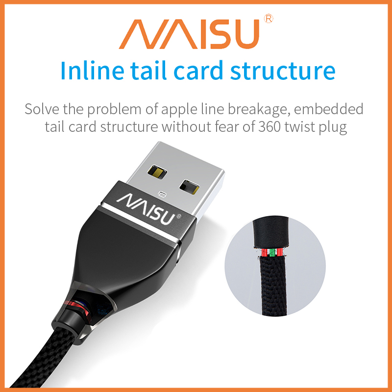 Cáp dữ liệu sạc nhanh 3A, NaiSu, với tùy chọn cổng Type-C và Micro, chiều dài 1M, 4 màu để lựa chọn, NS-3A ID – 1815 - Hàng nhập khẩu - iOS
