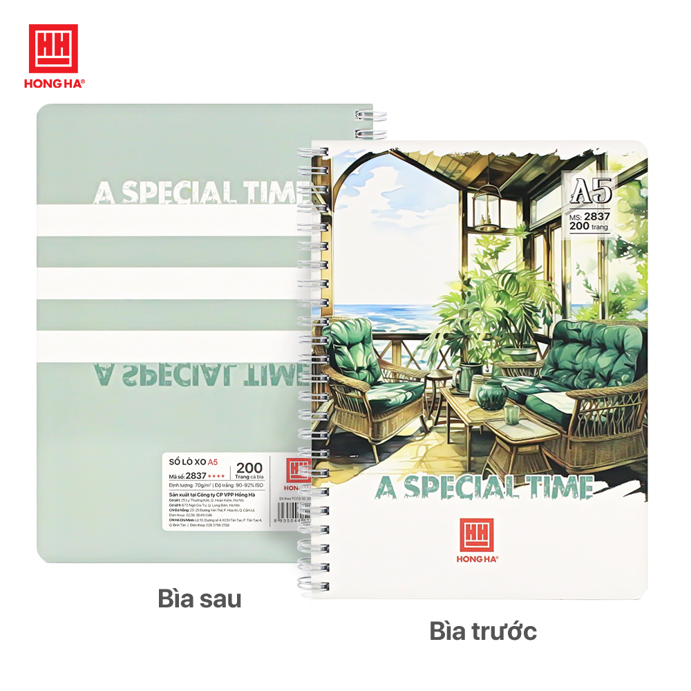 Sổ lò xo 200 trang A5 Hồng Hà Bistro - 2837 (10 Quyển)