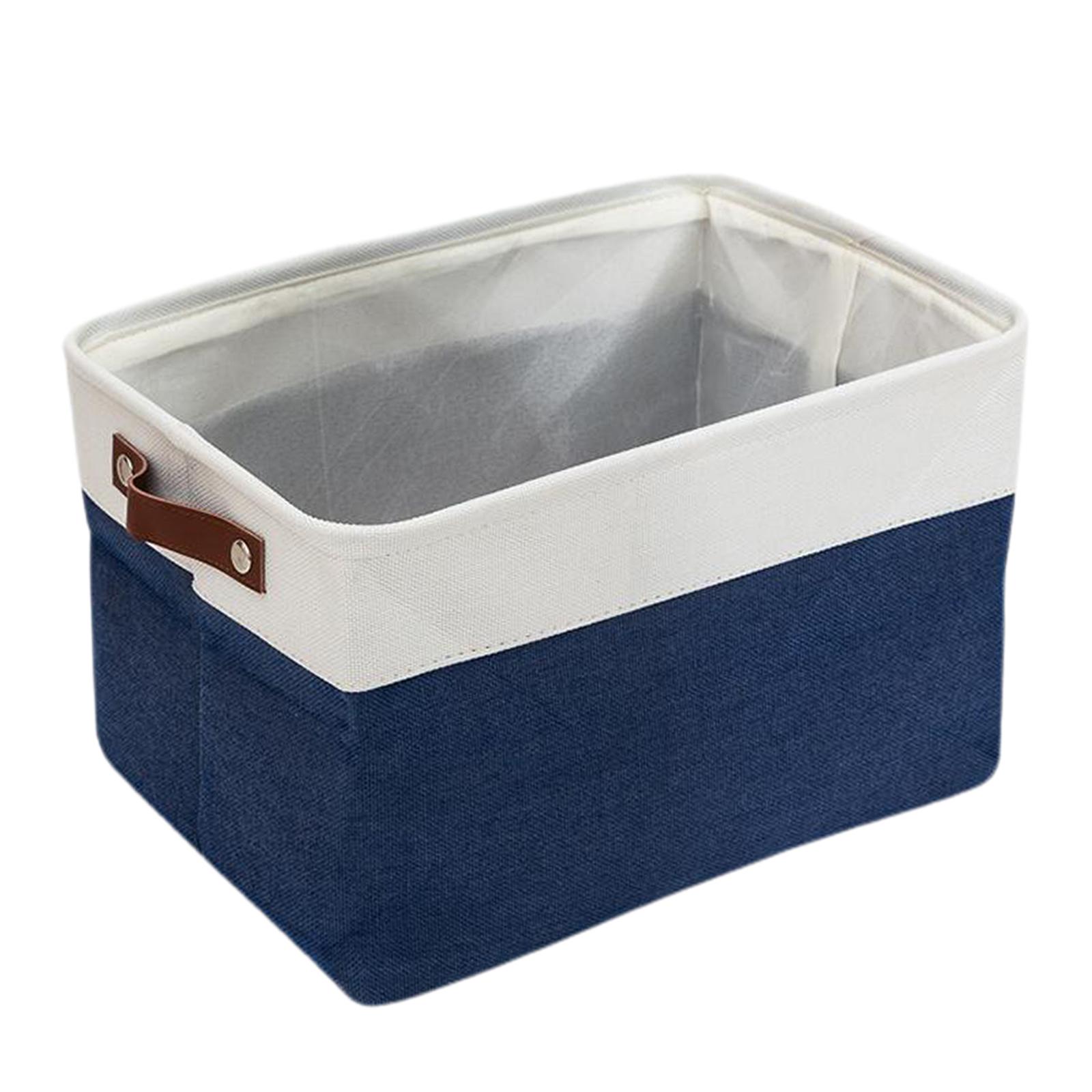 Collapsible Storage Bin Basket Storage Cube Bin With Handle Organizer Blue