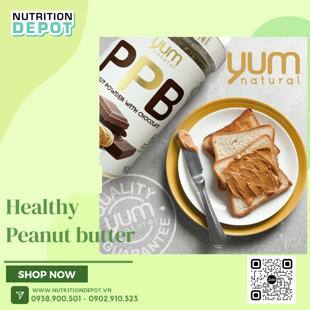Combo 2 hũ bột bơ đậu phộng hữu cơ ít béo Yum Natural 450g vị Chocolate - Nutrition Depot Vietnam