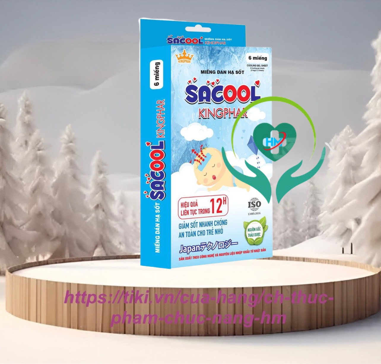 Miếng dán hạ sốt SACOOL Kingphar Hộp 6 miếng - công nghệ Nhật Bản tác dụng 12 giờ -Giúp hạ nhiệt, hạ sốt nhanh chóng