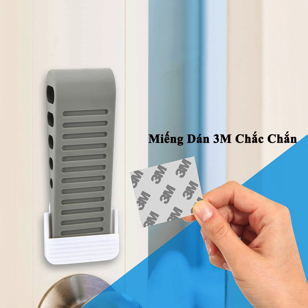 Miếng Chặn Cửa Cao Su KUNBE Kèm Giá Treo Tiện Lợi Chống Va Đập Cửa Hiệu Quả