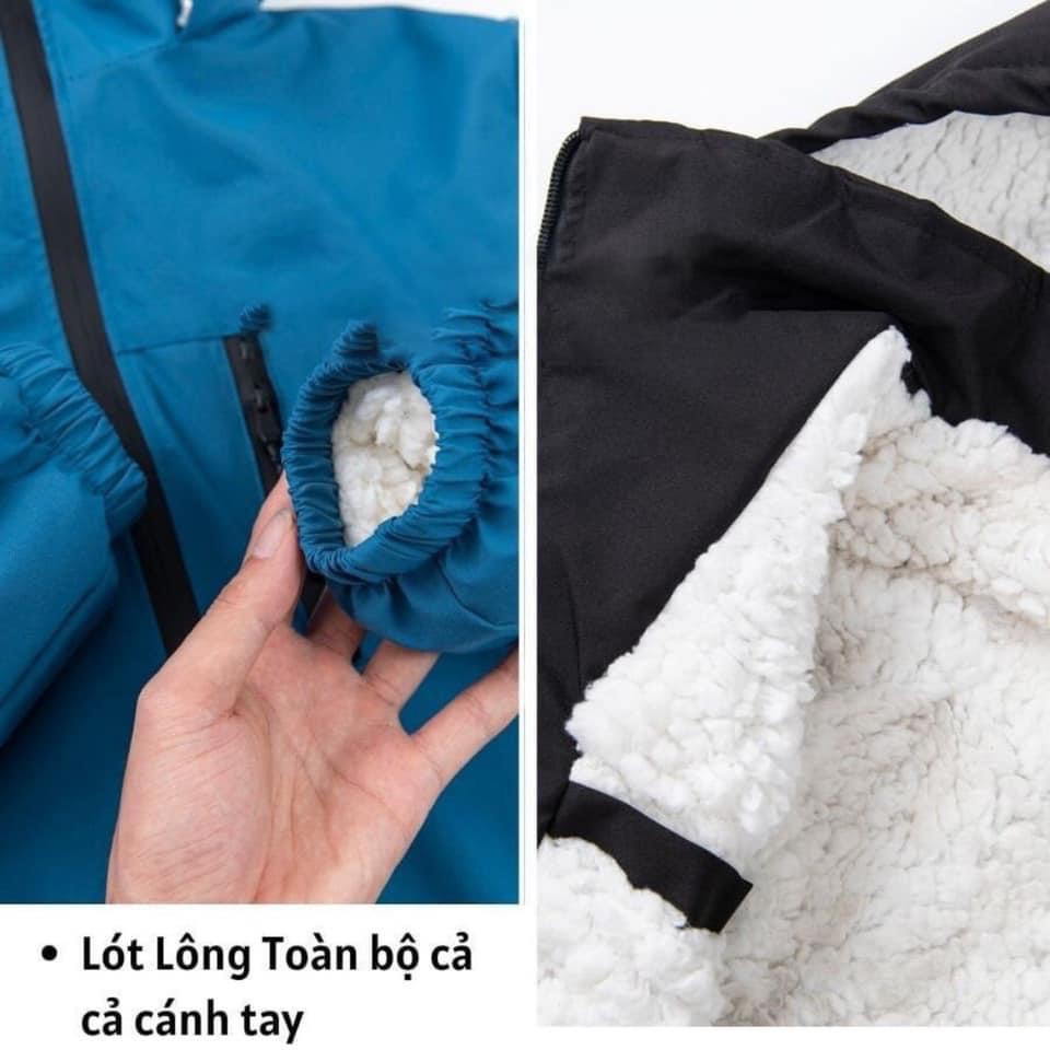 Áo khoác Lót Lông Nam Nữ  Vải Ngoài Gore-Tex Chống Nước, bên trong Lót Lông Cao Cấp Giữ ấm tốt