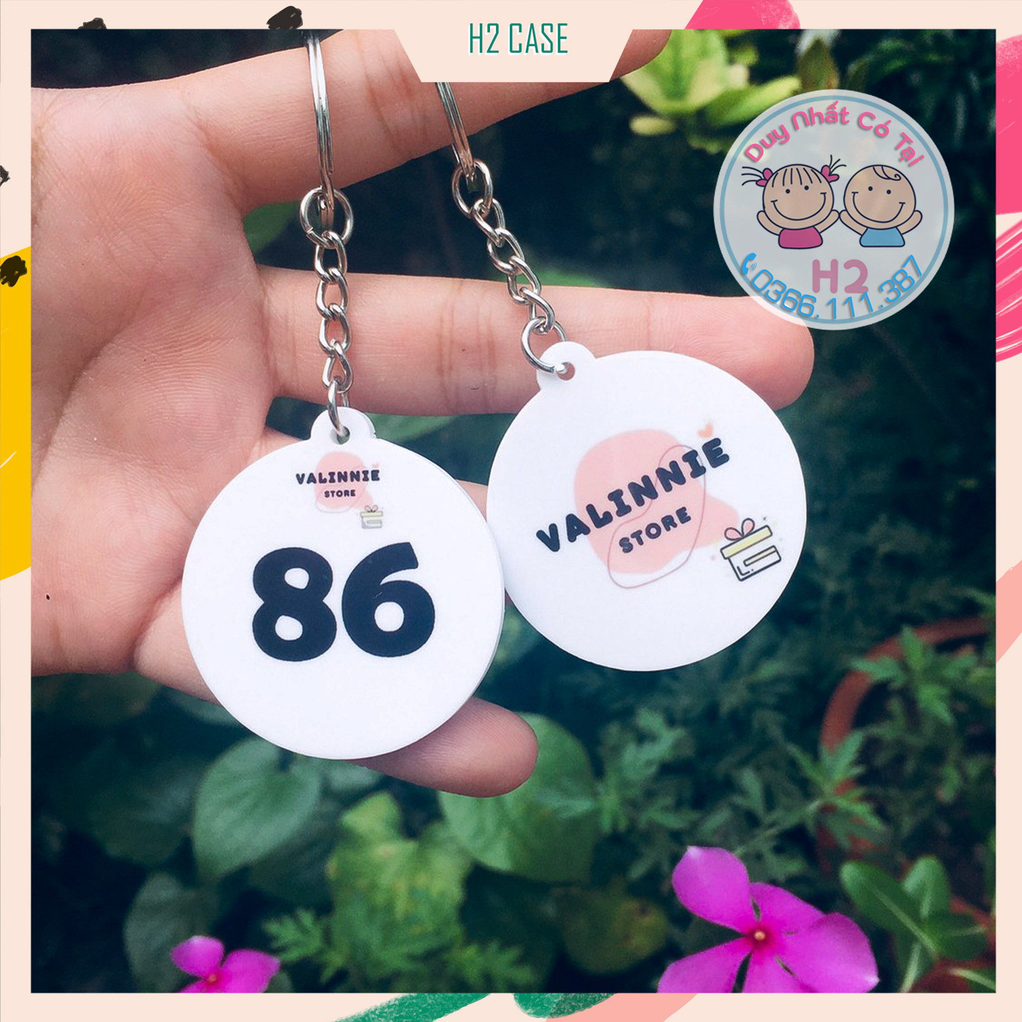 Móc khóa Mica 2 mặt in theo yêu cầu