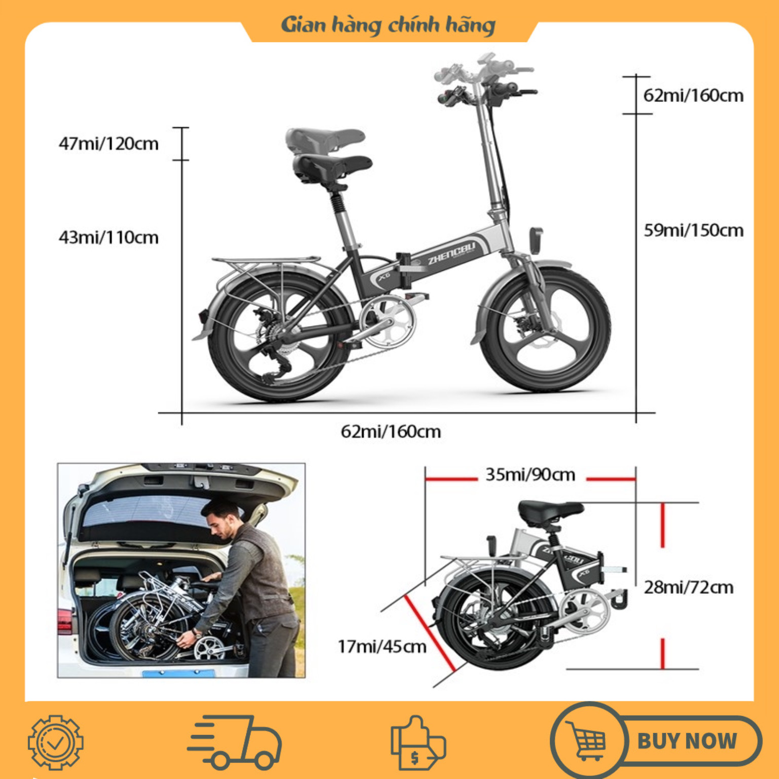 Xe đạp trợ lực điện Zhengbu X6- Gấp gọn