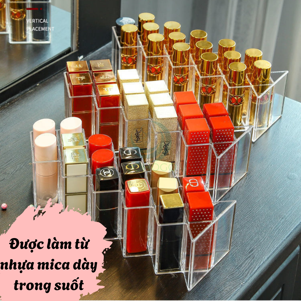 Kệ Đựng Son 28 Ô Acrylic Cao Cấp – Trong Suốt, Sang Trọng-Kệ Son Đa Năng 28 Ô – Phù Hợp Mọi Kích Cỡ Son