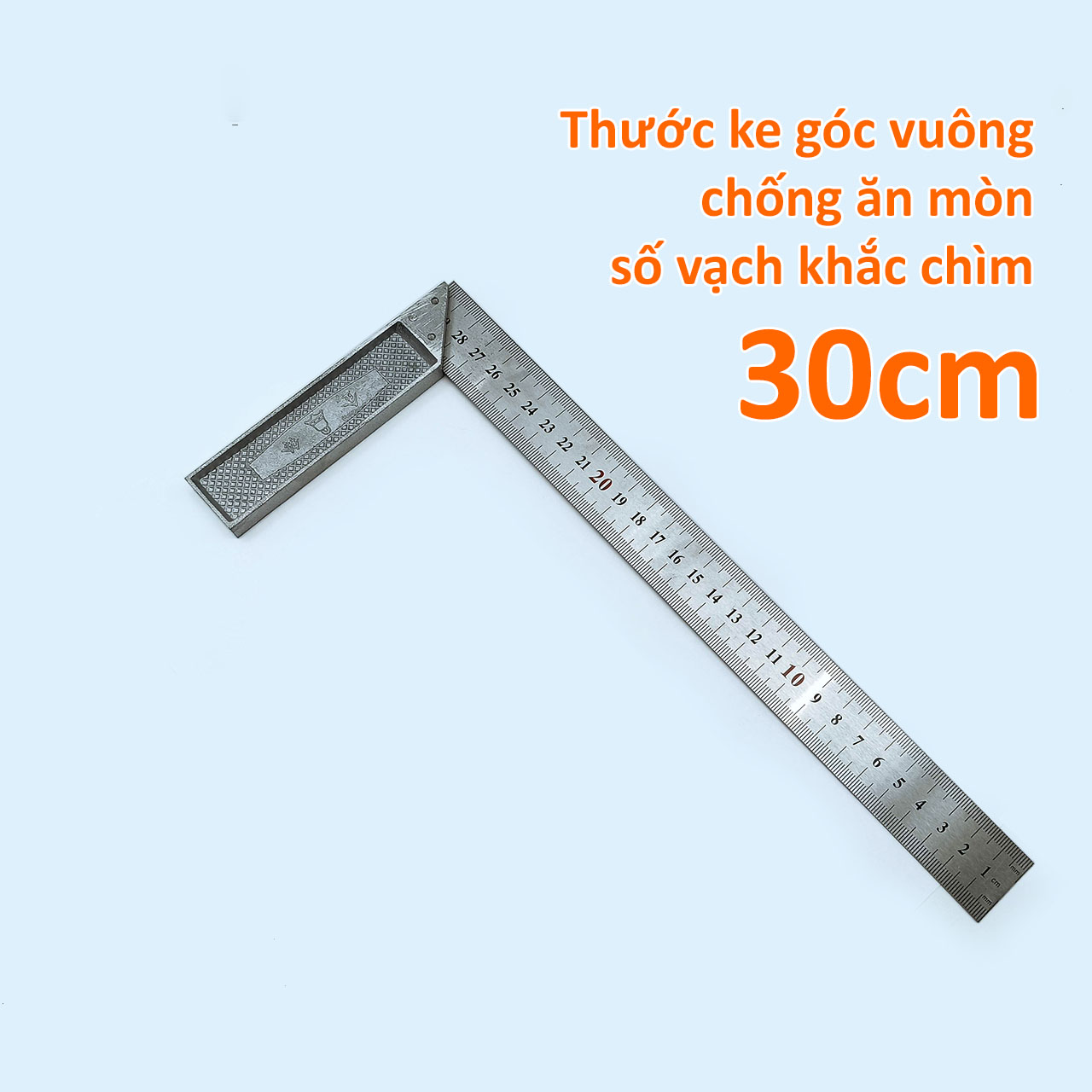 Thước ke góc vuông 30cm thép lò xo chống mòn rỉ số vạch khắc chìm