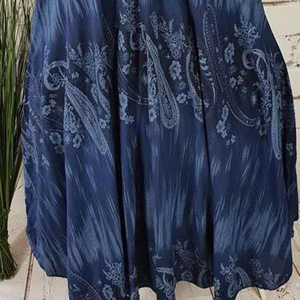Ladies Summer Flower Plus Size Sleeveless Swing T-Shirt Beach Cover Up Dress