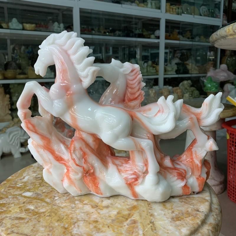 Tượng Song Mã Đá Đúc - ngang 30cm