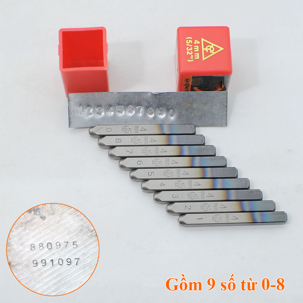 Bộ đóng số Xuôi Đài Loan cỡ 4mm