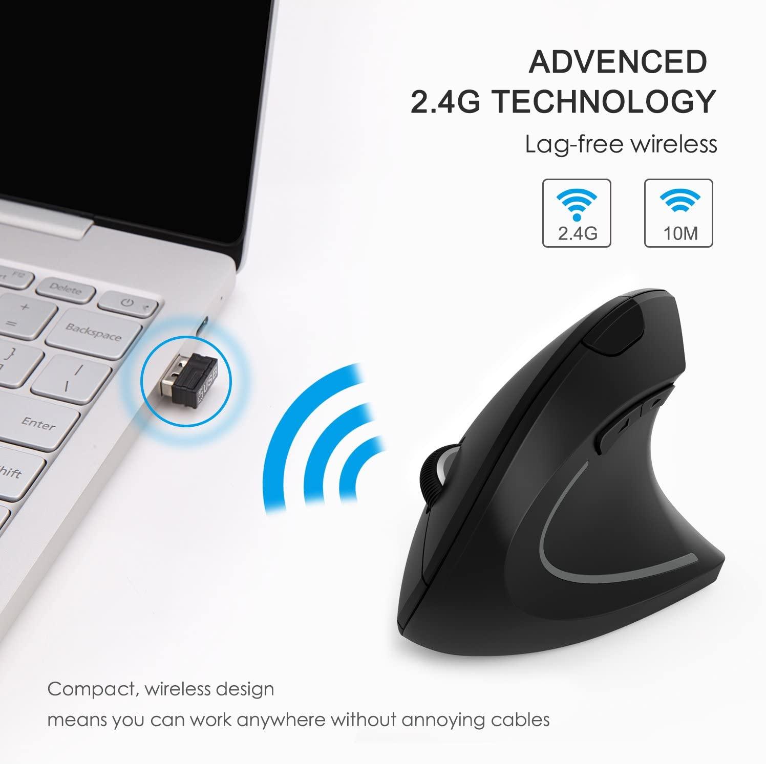 Chuột dọc không dây USB 2.4G, Chuột tiện dụng không dây Im lặng